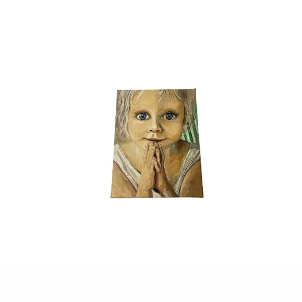 Hand Painted Original of Blue Eyed Blonde Child Signed “BG”